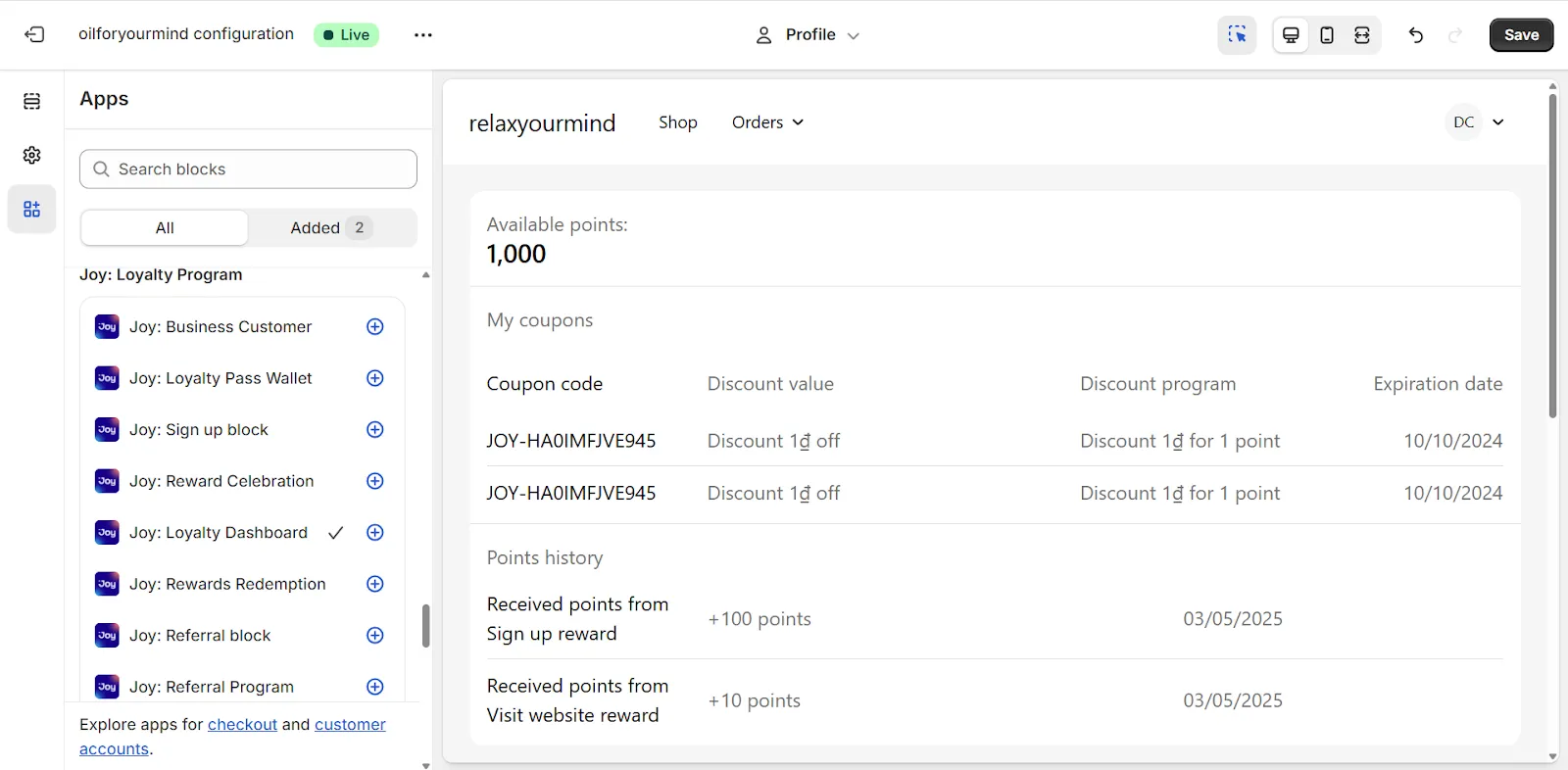 Account Page Extensions joy